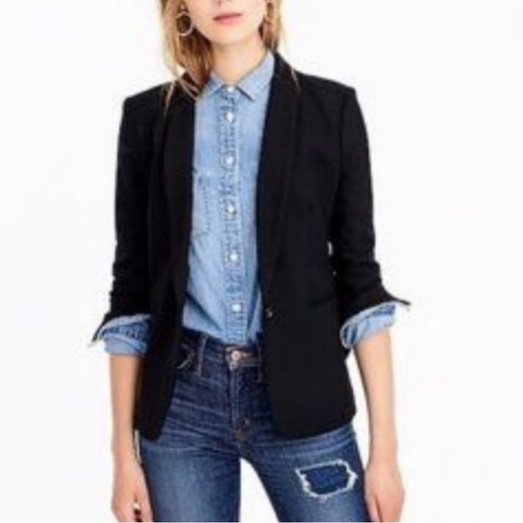 J. Crew Parke Tuxedo Blazer Jacket Black Single Button Classic Fit Size 12 $228 - Picture 4 of 11